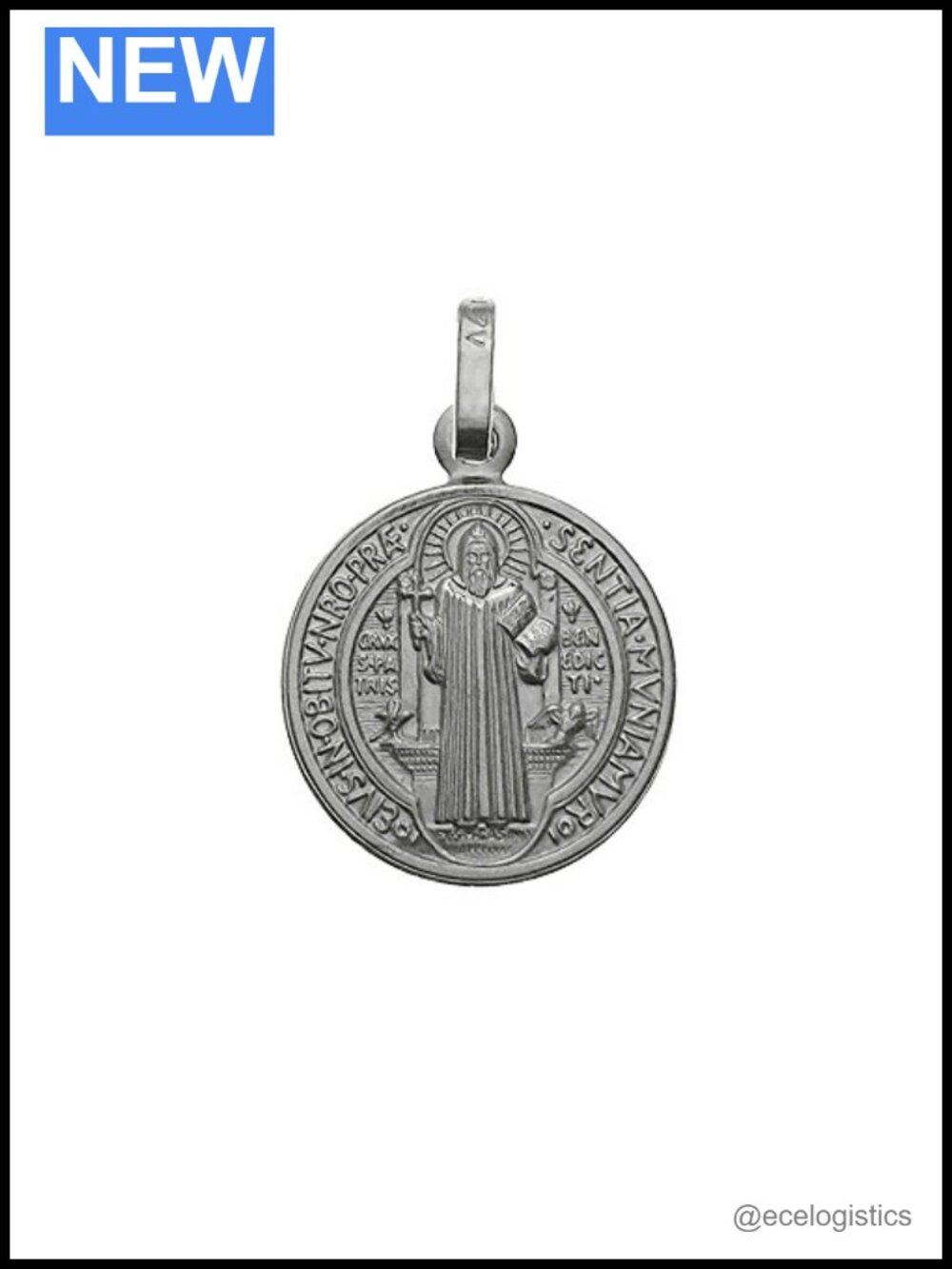 925 Sterling Silver Saint Benedict Charm Pendant Reversible Medallion Made in